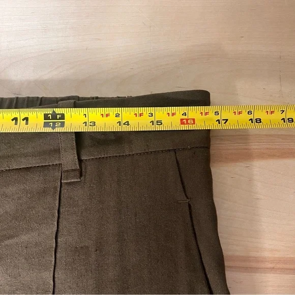 VINCE Women’s Linen-Blend High-Waist Pull-On Pant Sz. Large Olive Green Trousers - Picture 12 of 13